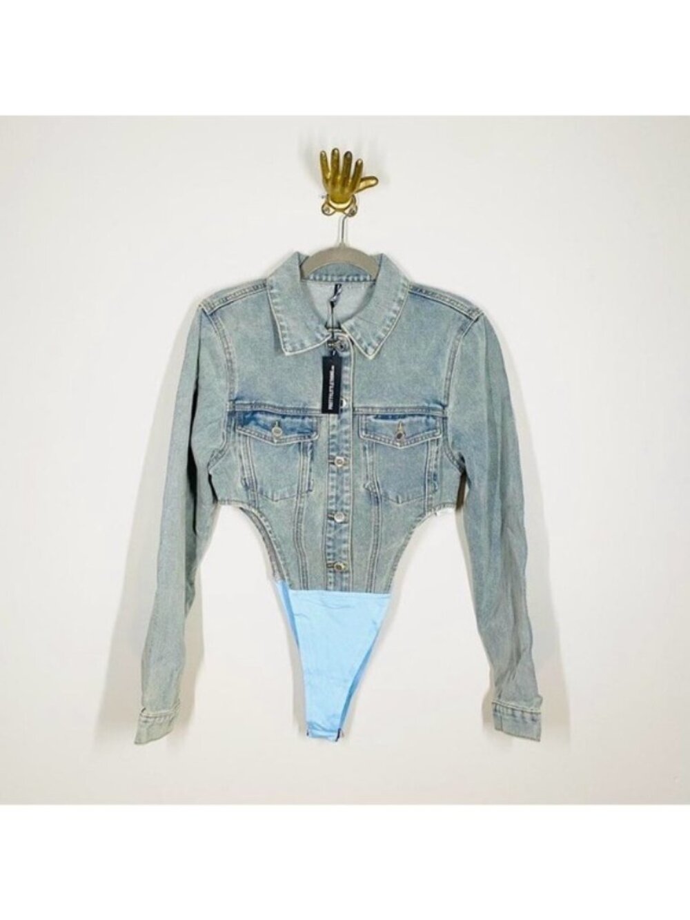PrettyLittleThing denim bodysuit size 2